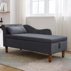 Chaise longue en velours avec rangement, oreiller et accents cloutés pour chambre - ModernLuxe