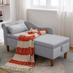 Chaise longue en velours avec rangement, oreiller et accents cloutés pour chambre - ModernLuxe