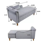 Chaise longue en velours avec rangement, oreiller et accents cloutés pour chambre - ModernLuxe