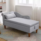 Chaise longue en velours avec rangement, oreiller et accents cloutés pour chambre - ModernLuxe