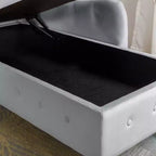 Chaise longue en velours avec rangement, oreiller et accents cloutés pour chambre - ModernLuxe