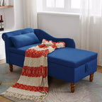 Chaise longue en velours avec rangement, oreiller et accents cloutés pour chambre - ModernLuxe