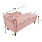Chaise longue en velours avec rangement, oreiller et accents cloutés pour chambre - ModernLuxe