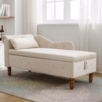 Chaise longue en velours avec rangement, oreiller et accents cloutés pour chambre - ModernLuxe