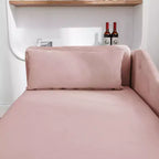 Chaise longue en velours avec rangement, oreiller et accents cloutés pour chambre - ModernLuxe