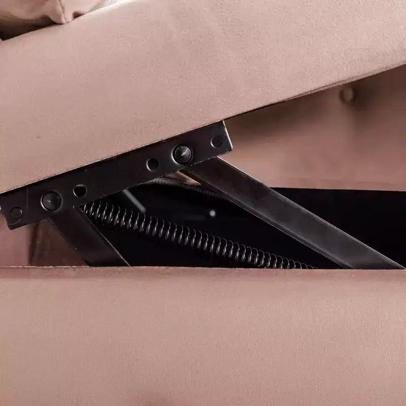 Chaise longue en velours avec rangement, oreiller et accents cloutés pour chambre - ModernLuxe