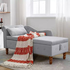 Chaise longue en velours avec rangement, oreiller et accents cloutés pour chambre - ModernLuxe