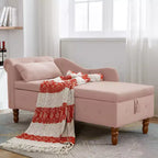 Chaise longue en velours avec rangement, oreiller et accents cloutés pour chambre - ModernLuxe