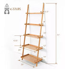 Costway Étagère murale inclinée à 5 niveaux en bambou Support de rangement et de présentation pour plantes