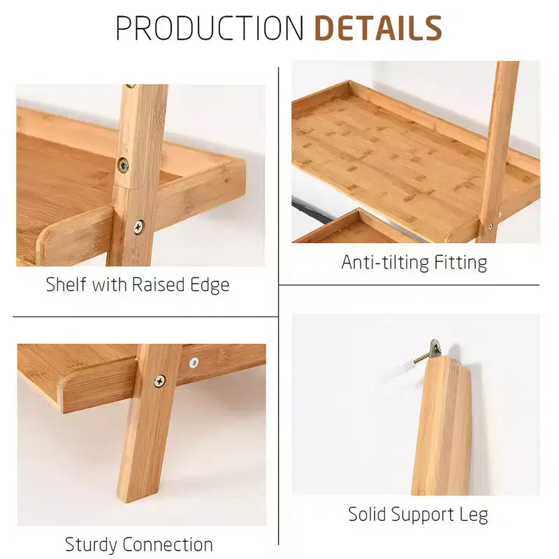 Costway Étagère murale inclinée à 5 niveaux en bambou Support de rangement et de présentation pour plantes