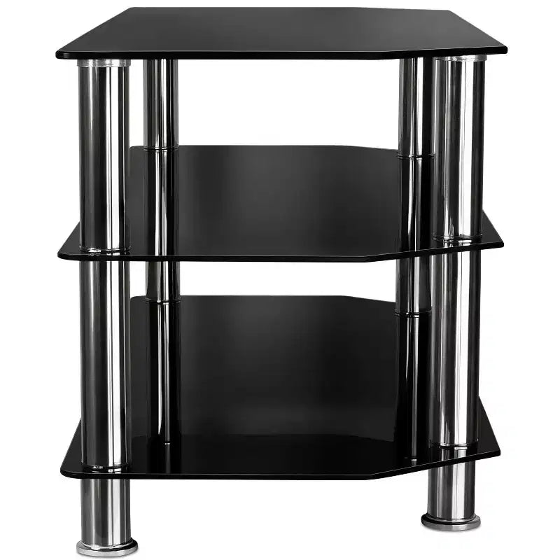 Mount-It! Meuble TV en verre pour téléviseurs à écran plat de 40 à 60 pouces LCD, LED, OLED, 4K | Trois étagères en verre trempé | Noir