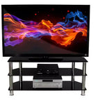 Mount-It! Meuble TV en verre pour téléviseurs à écran plat de 40 à 60 pouces LCD, LED, OLED, 4K | Trois étagères en verre trempé | Noir