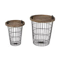 Kate and Laurel Tenby Round Metal Nesting Table, 2 piece, Rustic Brown and Black