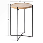 Table d'appoint ronde en métal Kate and Laurel Vale, 16x16x25, naturel et noir
