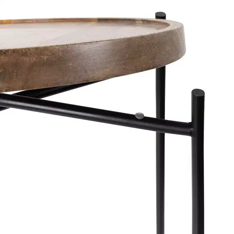 Table d'appoint ronde en métal Kate and Laurel Vale, 16x16x25, naturel et noir