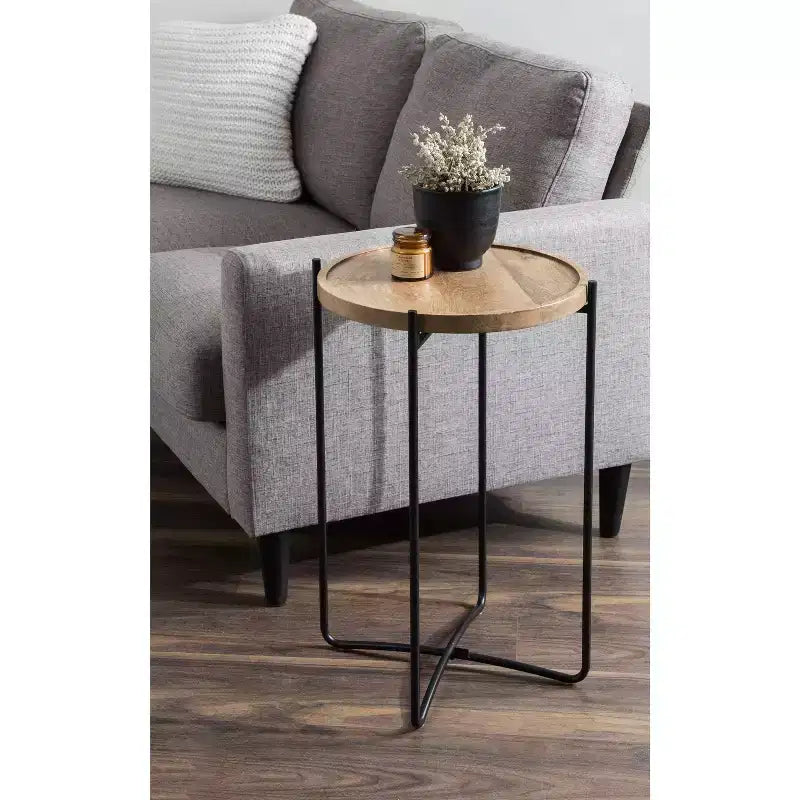 Table d'appoint ronde en métal Kate and Laurel Vale, 16x16x25, naturel et noir