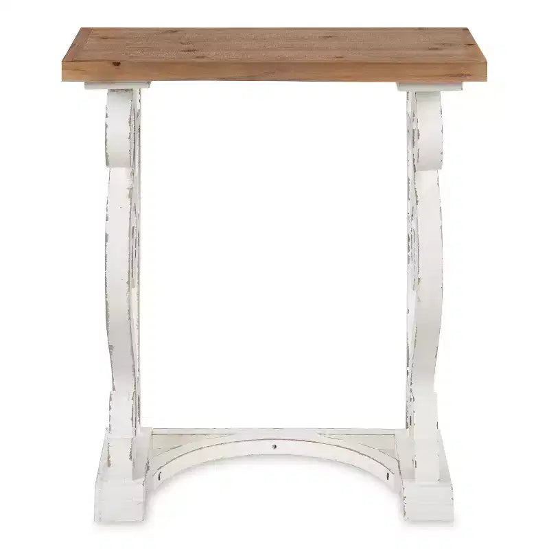 Table d'appoint rectangulaire en bois Kate and Laurel Wyldwood, 24x14x27,5, marron rustique et blanc