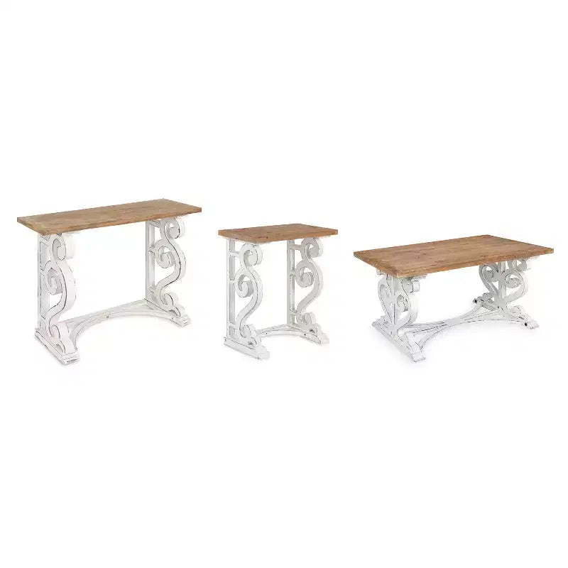 Table d'appoint rectangulaire en bois Kate and Laurel Wyldwood, 24x14x27,5, marron rustique et blanc