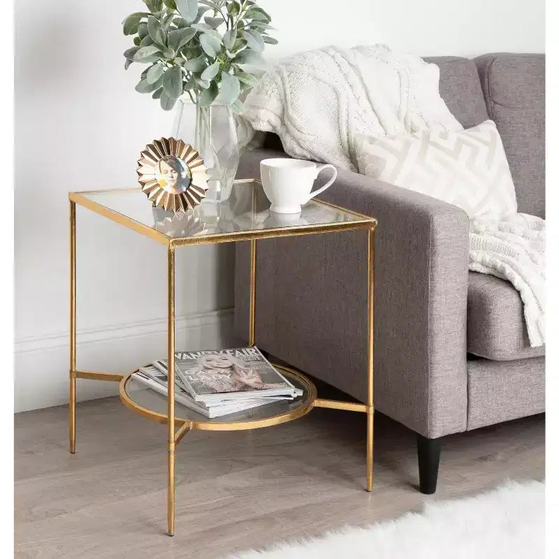 Table d'appoint carrée en métal Tulare Kate and Laurel, 18,25x18,25x23,25, or