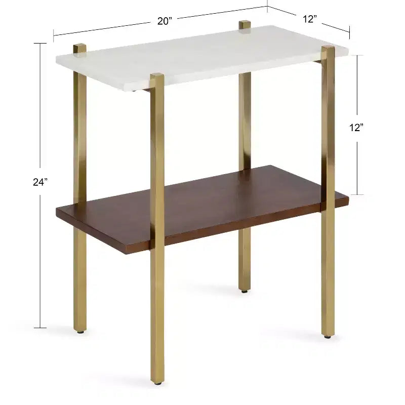 Table d'appoint rectangulaire en bois Kate and Laurel Abcott, 20x12x24, blanc et noyer
