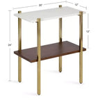 Table d'appoint rectangulaire en bois Kate and Laurel Abcott, 20x12x24, blanc et noyer