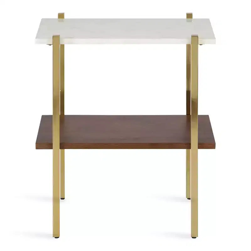 Table d'appoint rectangulaire en bois Kate and Laurel Abcott, 20x12x24, blanc et noyer