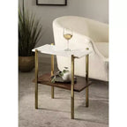 Table d'appoint rectangulaire en bois Kate and Laurel Abcott, 20x12x24, blanc et noyer