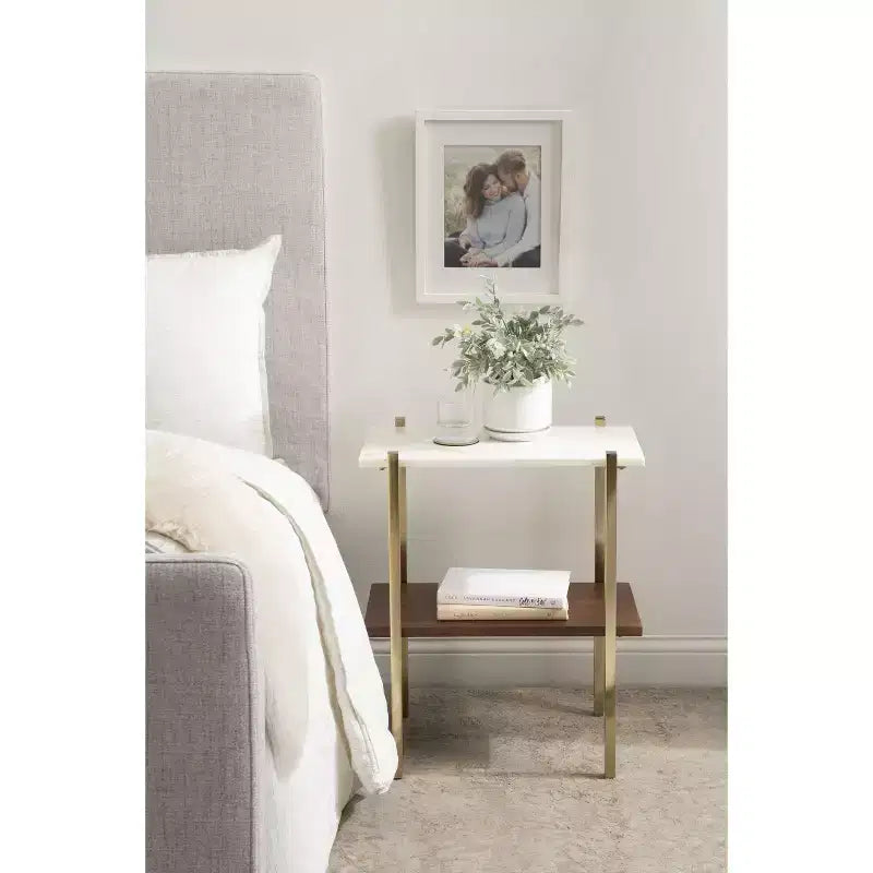 Table d'appoint rectangulaire en bois Kate and Laurel Abcott, 20x12x24, blanc et noyer
