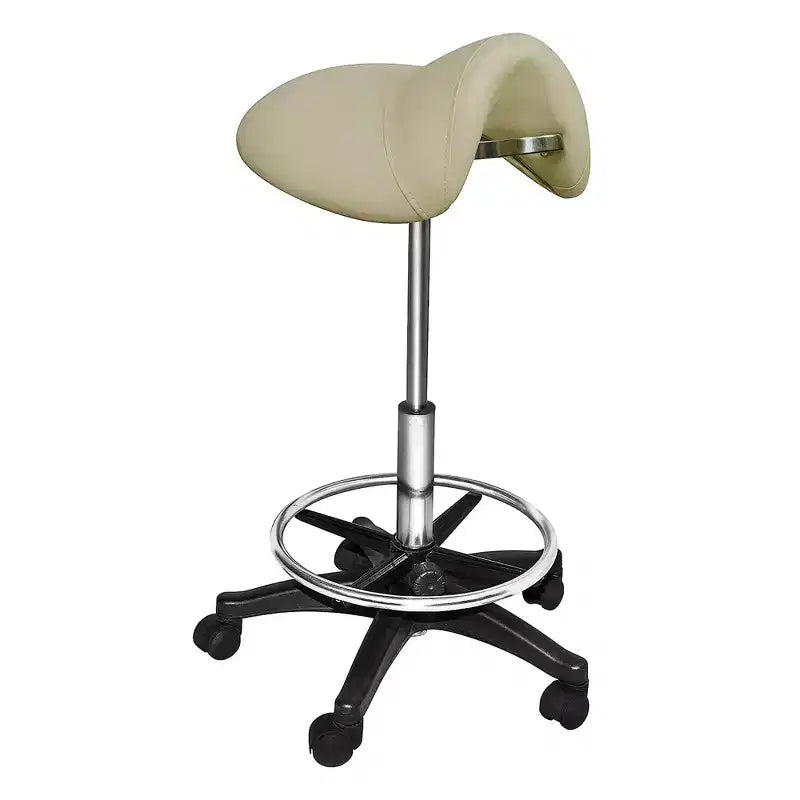 Tabouret de coupe PureSana Chromium Professional James pivotant à 360 degrés avec mécanisme de levage pneumatique réglable et roulettes, couleur sable