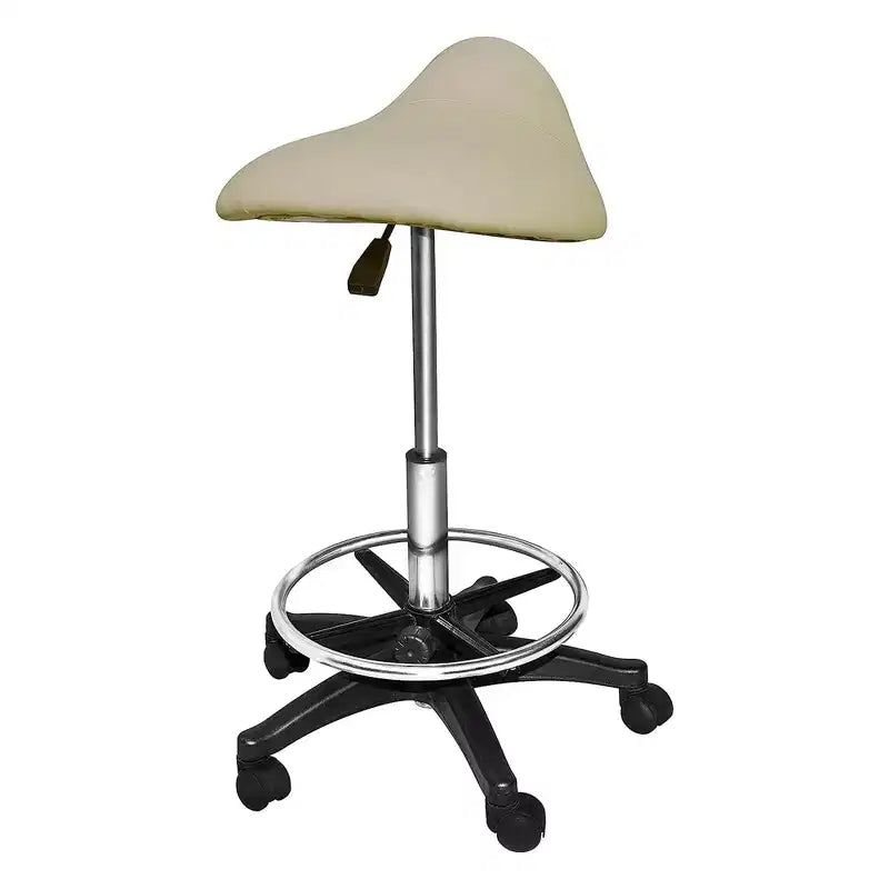 Tabouret de coupe PureSana Chromium Professional James pivotant à 360 degrés avec mécanisme de levage pneumatique réglable et roulettes, couleur sable