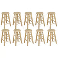 PJ Wood Classic Round Seat 24 Tall Kitchen Counter Stools, Natural (Set of 10)