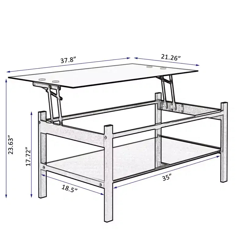 Table basse relevable en verre trempé, noire - ModernLuxe