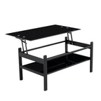 Table basse relevable en verre trempé, noire - ModernLuxe