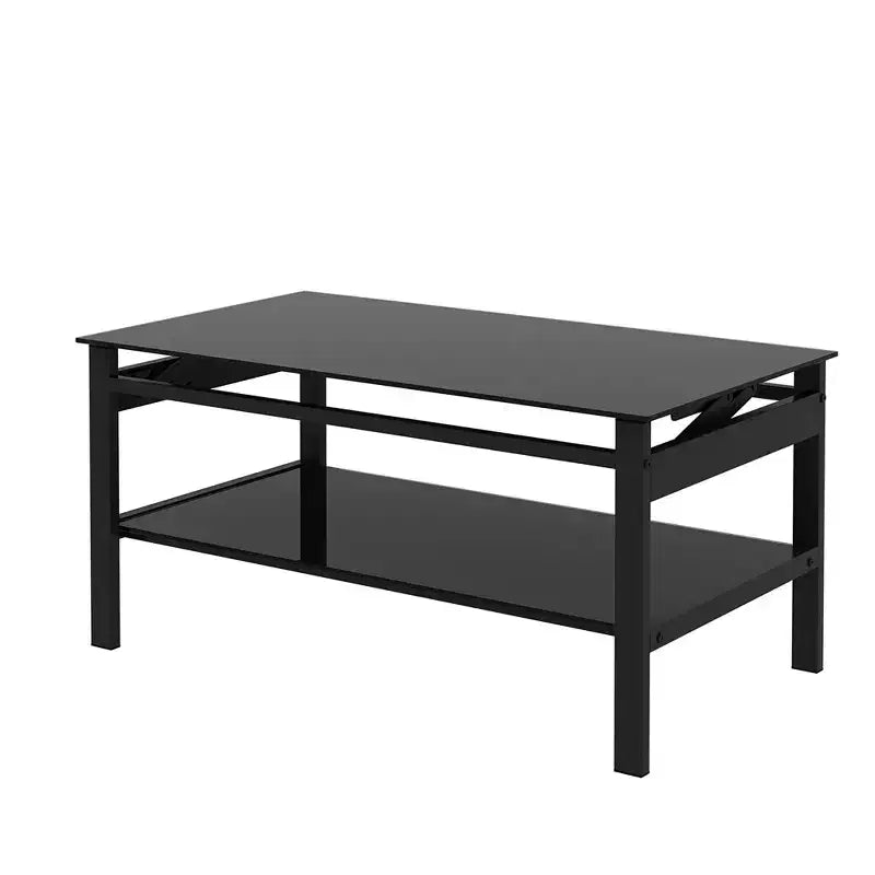 Table basse relevable en verre trempé, noire - ModernLuxe
