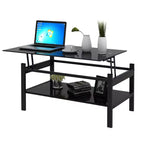 Table basse relevable en verre trempé, noire - ModernLuxe