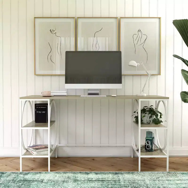 Bureau double piédestal Strafford RealRooms, chêne pâle