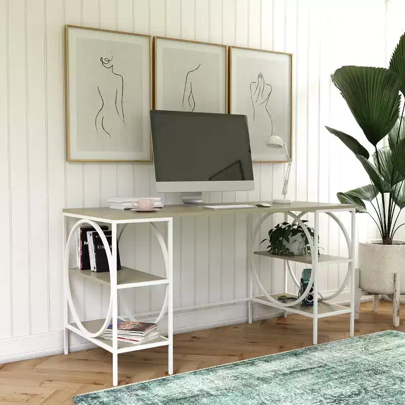 Bureau double piédestal Strafford RealRooms, chêne pâle