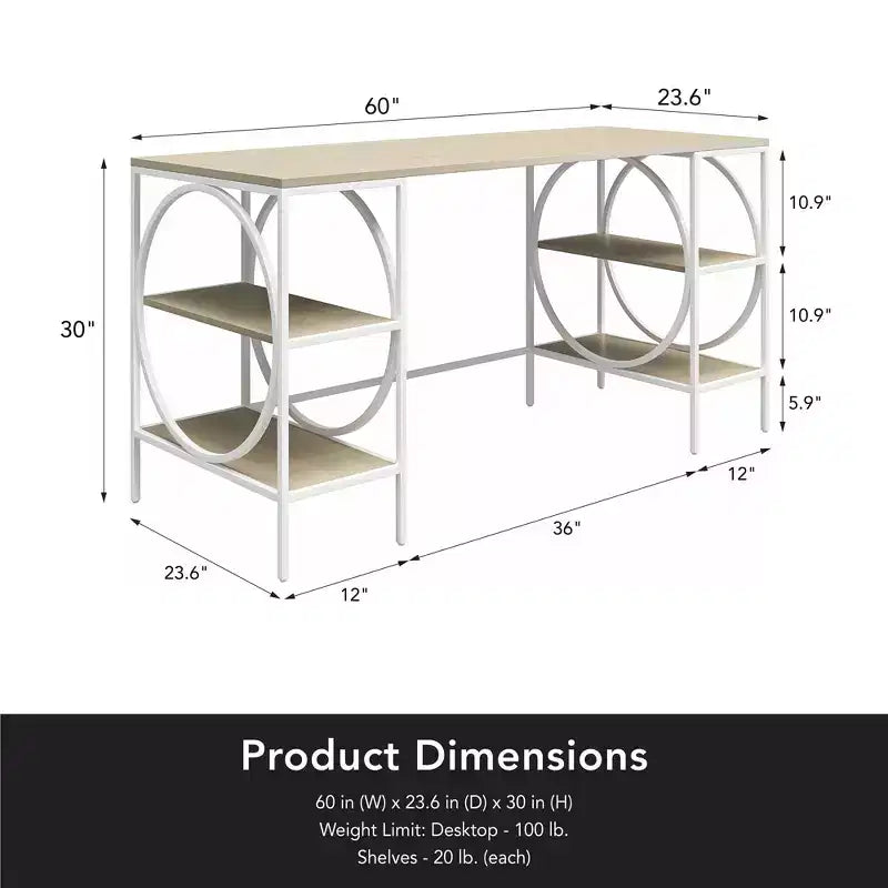 Bureau double piédestal Strafford RealRooms, chêne pâle