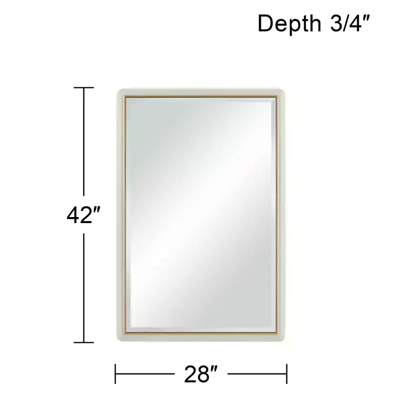 Noble Park Rodgers Miroir mural de courtoisie rectangulaire en verre biseauté moderne, cadre doré mat beige, 71 cm de large pour salle de bain, chambre, maison