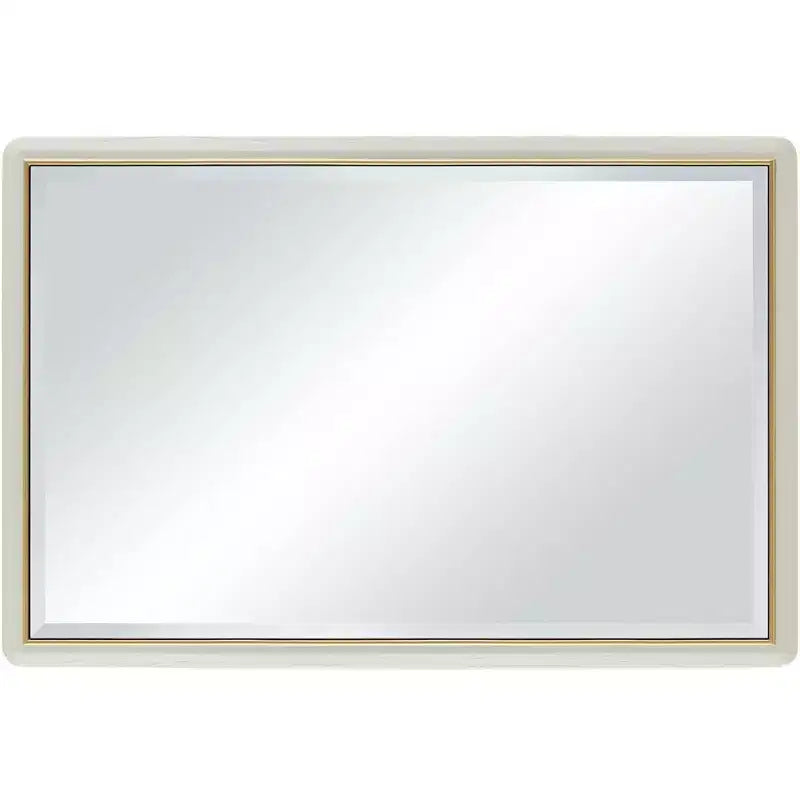 Noble Park Rodgers Miroir mural de courtoisie rectangulaire en verre biseauté moderne, cadre doré mat beige, 71 cm de large pour salle de bain, chambre, maison