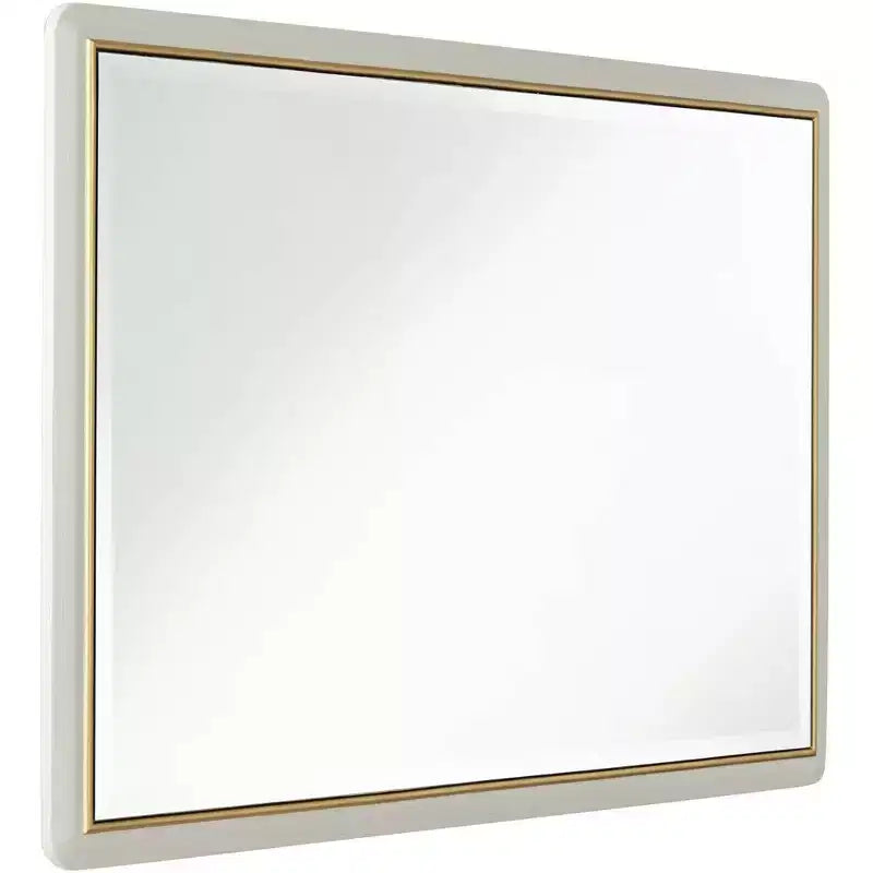 Noble Park Rodgers Miroir mural de courtoisie rectangulaire en verre biseauté moderne, cadre doré mat beige, 71 cm de large pour salle de bain, chambre, maison