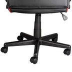 Chaise de bureau Elama dossier haut réglable en similicuir avec maille et tissu noir et garniture rouge