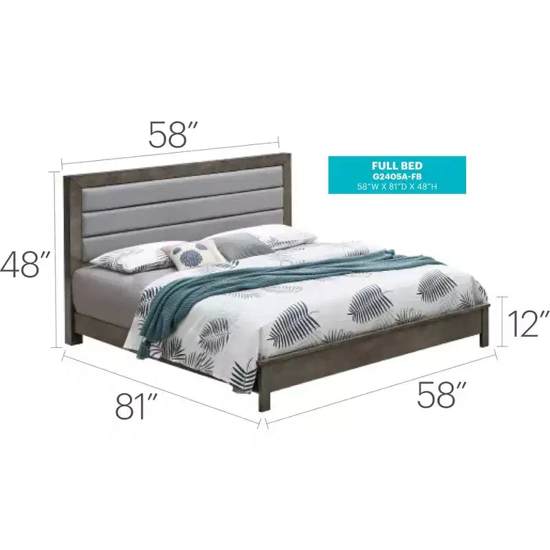 Lit rembourré Passion Furniture Burlington avec panneaux pleins