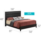 Lit rembourré Passion Furniture Burlington avec panneaux pleins