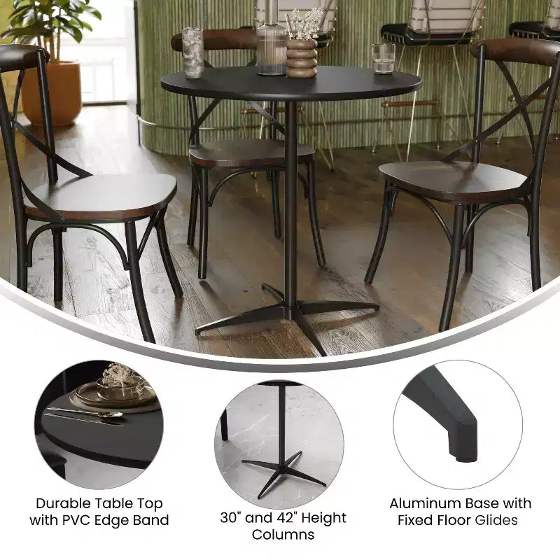Table basse ronde en bois Emma et Oliver de 30 po avec colonnes de 30 et 42 po