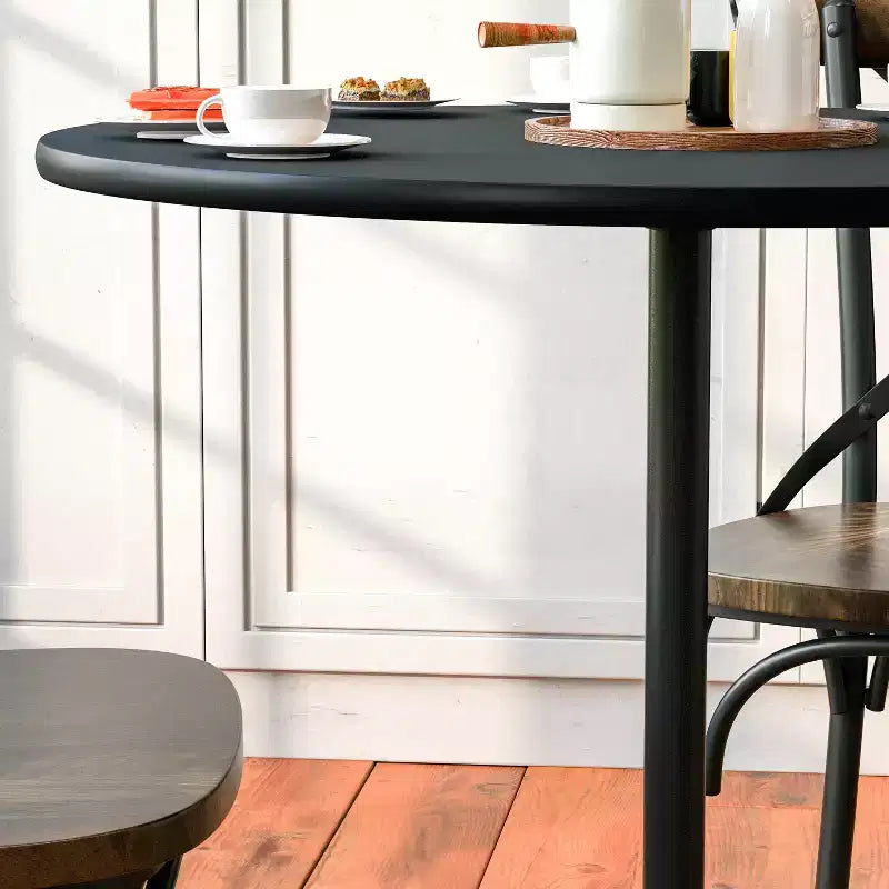 Table basse ronde en bois Emma et Oliver de 30 po avec colonnes de 30 et 42 po