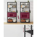 VASAGLE Étagère de Boulanger, Support de Four à Micro-ondes, Meuble de Rangement Haut de Cuisine, 6 Crochets et Cadre Métallique
