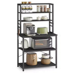 VASAGLE Baker's Rack Microwave Oven Stand Kitchen Tall Utility Storage Shelf 6 Hooks and Metal Frame