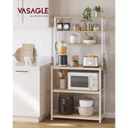 VASAGLE Étagère de Boulanger, Support de Four à Micro-ondes, Meuble de Rangement Haut de Cuisine, 6 Crochets et Cadre Métallique