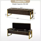Banc de rangement Octavio 55.3 avec dessus à charnière rembourré moderne et pieds en métal|ART OF LIVING DESIGNS